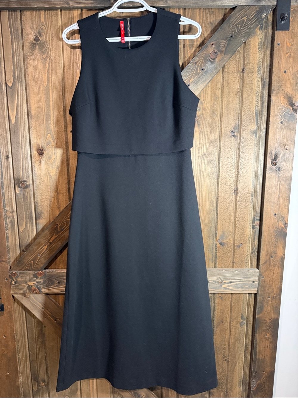 SPANX Black Sleeveless Layered Midi Dress